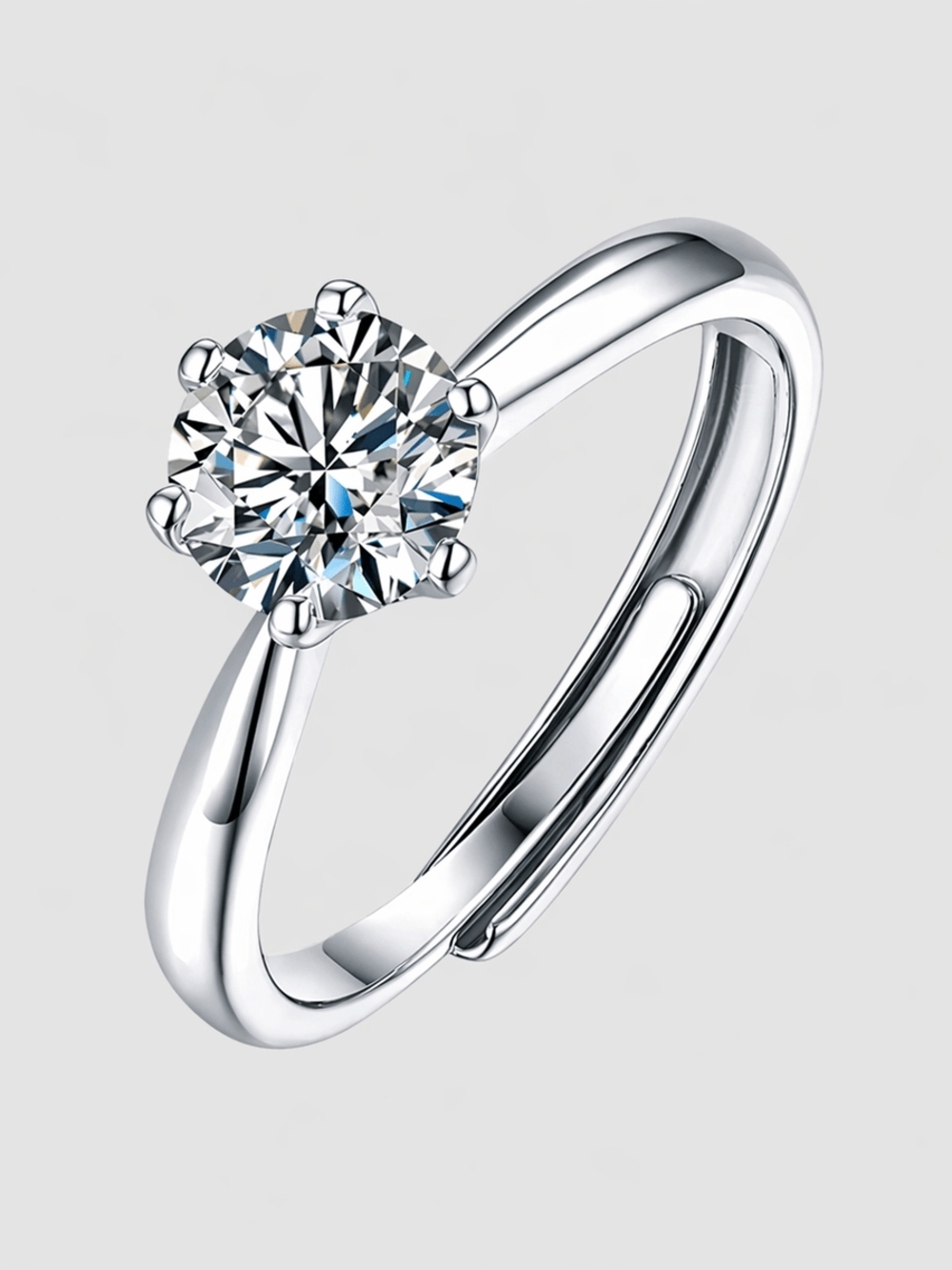 Moissanite Sterling Silver Solitaire Engagement Ring